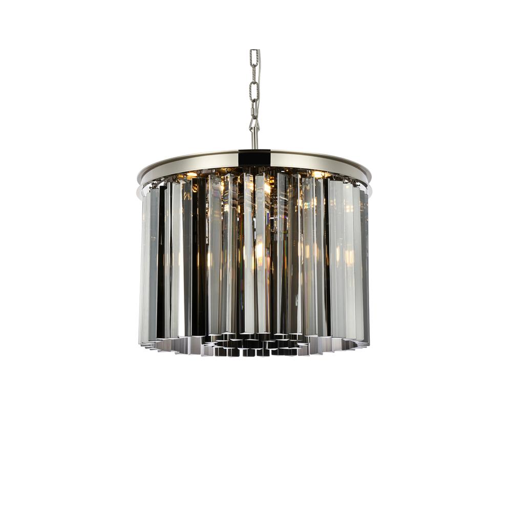 Sydney 6 light polished nickel Pendant Silver Shade (Grey) Royal Cut Crystal. Picture 2