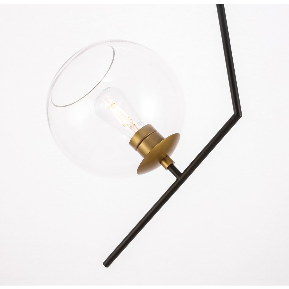 Ryland 1 Light Black And Brass And Clear Glass Pendant. Picture 11