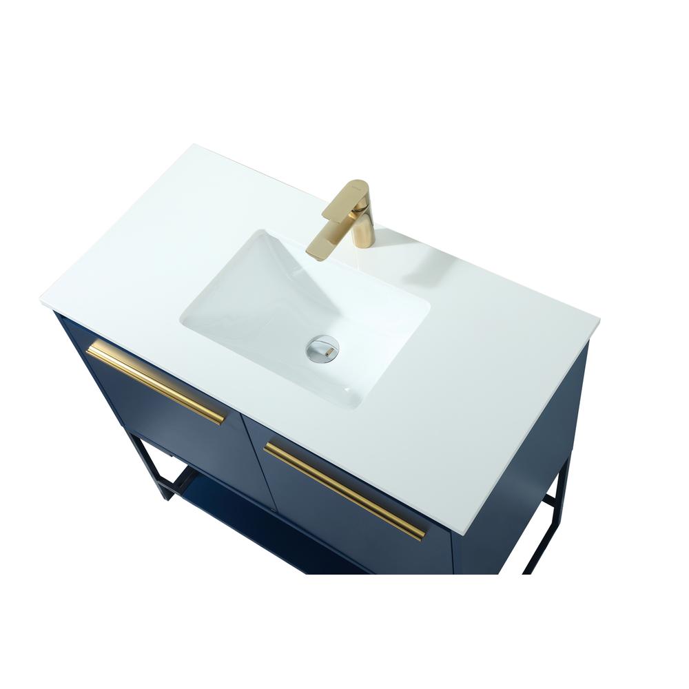 36 inch Single bathroom vanity in blue. Picture 10