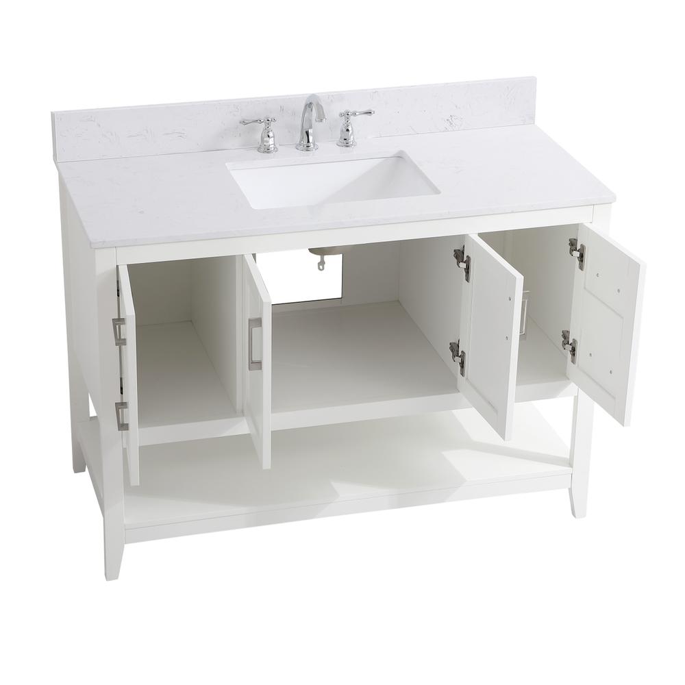 48 inch Single Bathroom Vanity in White with Backsplash. Picture 10