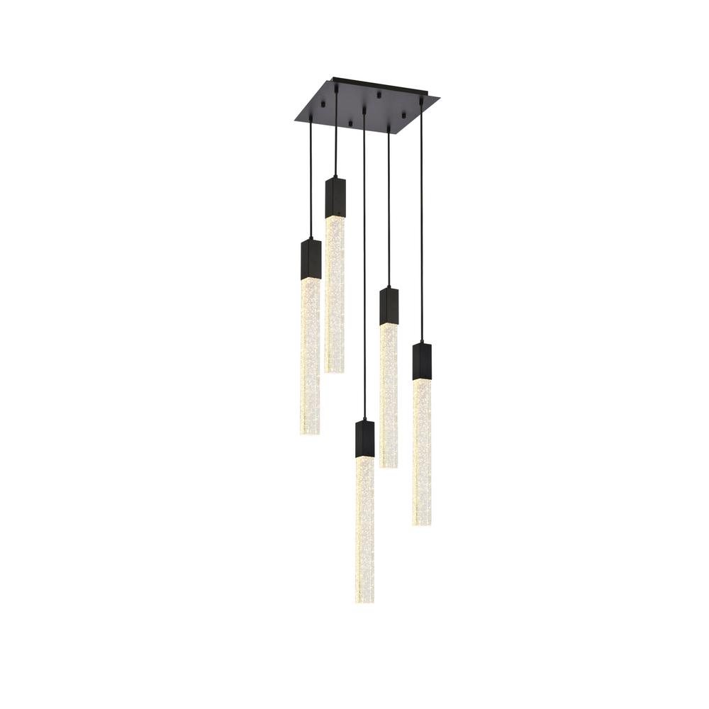Weston 5 lights pendant in black. Picture 1