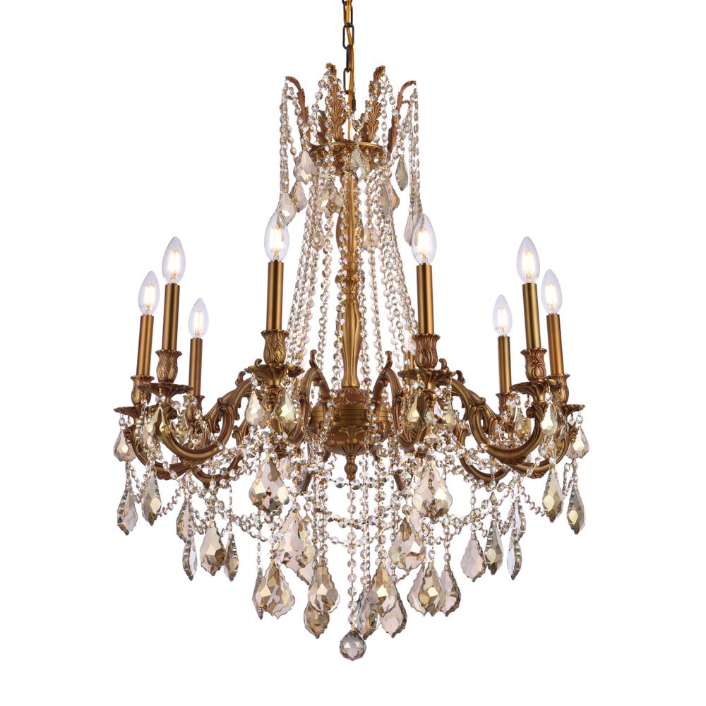 Rosalia 10 light French Gold Chandelier Golden Teak (Smoky) Royal Cut Crystal. Picture 2