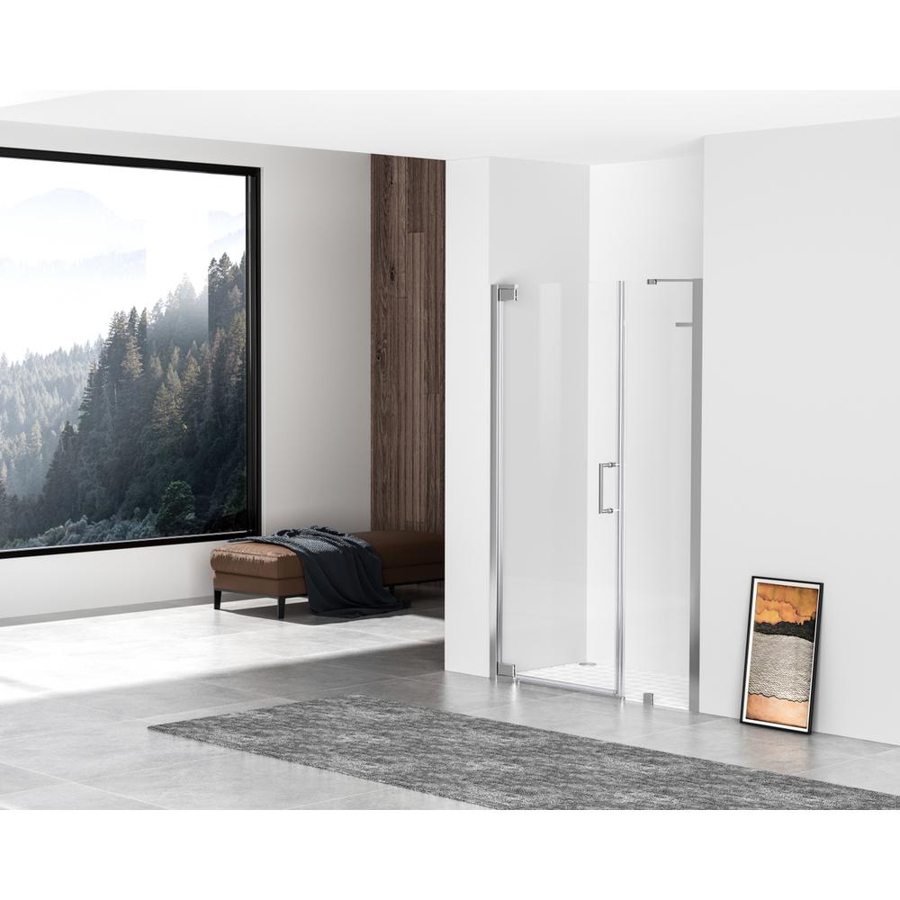 Semi-frameless hinged shower door 48 x 72 Polished Chrome. Picture 3