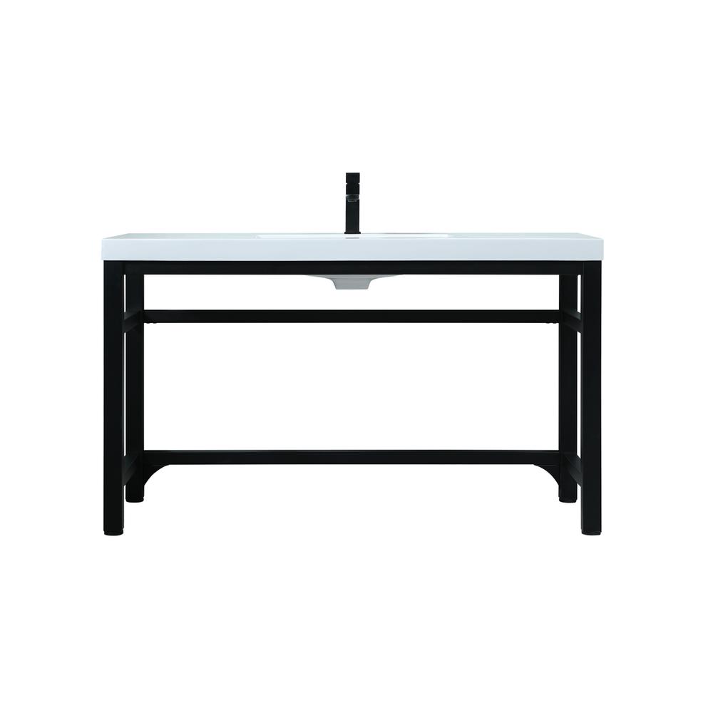 54 Inch ADA Compliant SIngle Bathroom Metal Vanity In Black. Picture 1