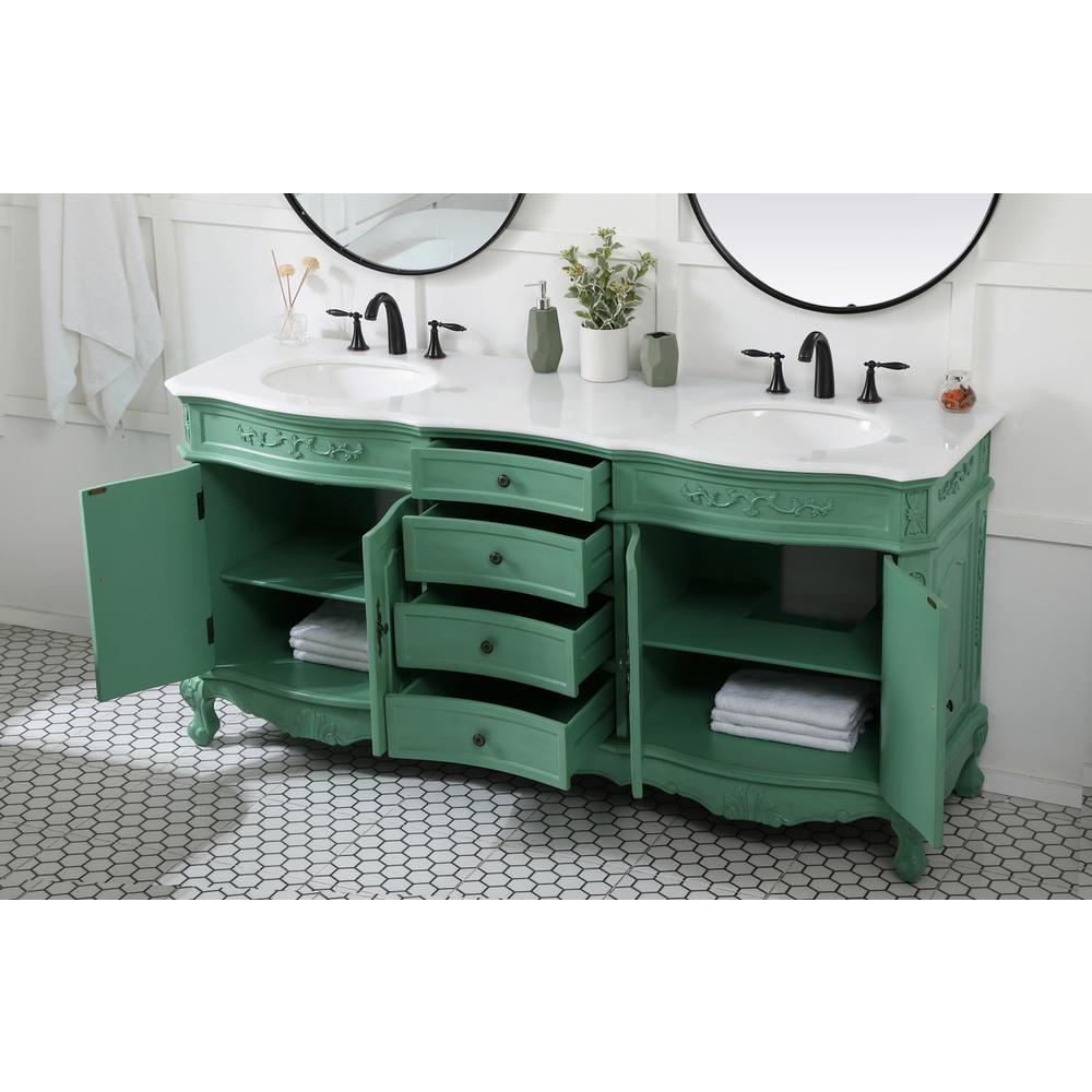 72 inch double Bathroom vanity in vintage mint. Picture 3