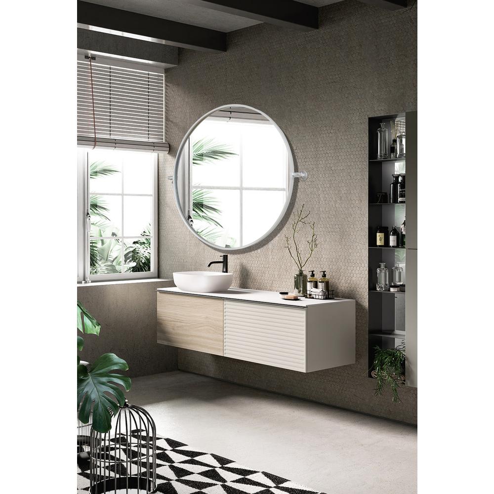 Round pivot mirror 30 inch in silver. Picture 2