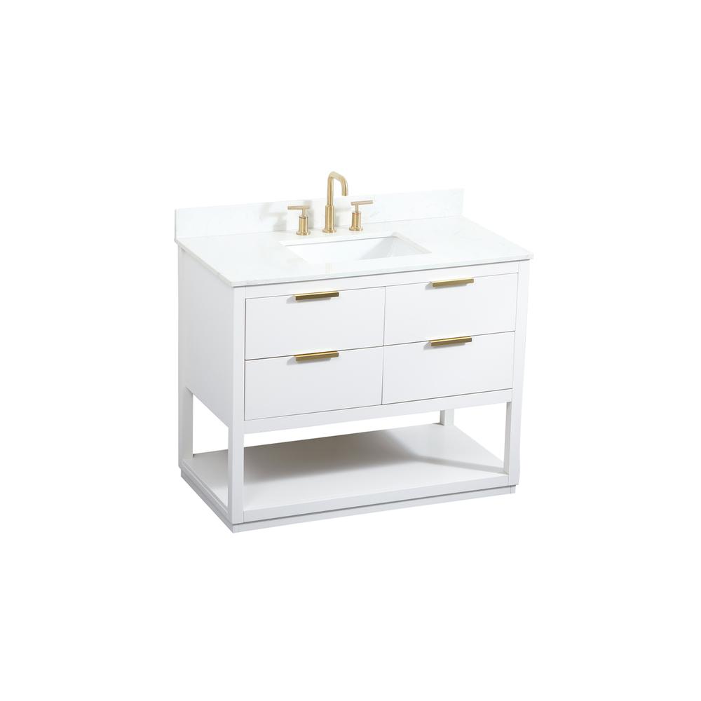 42 inch Single bathroom vanity in white with backsplash. Picture 8