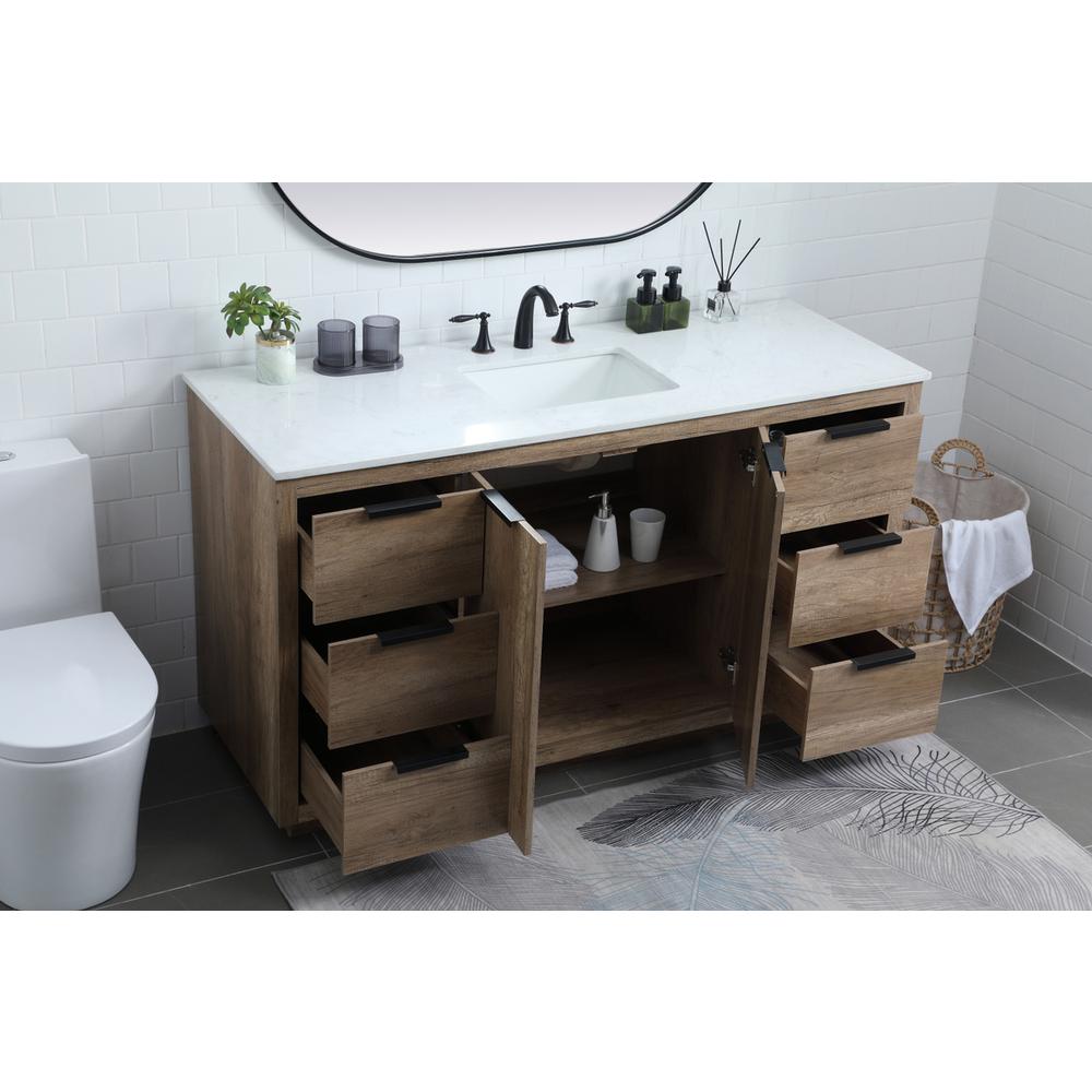 60 Inch SIngle Bathroom Vanity In Natural Oak. Picture 3