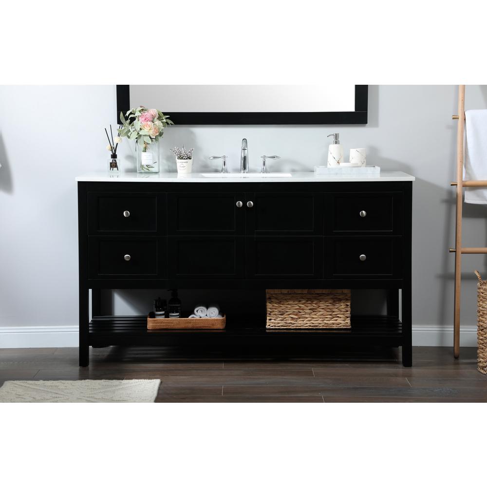 60 inch Single bathroom vanity in black. Picture 14