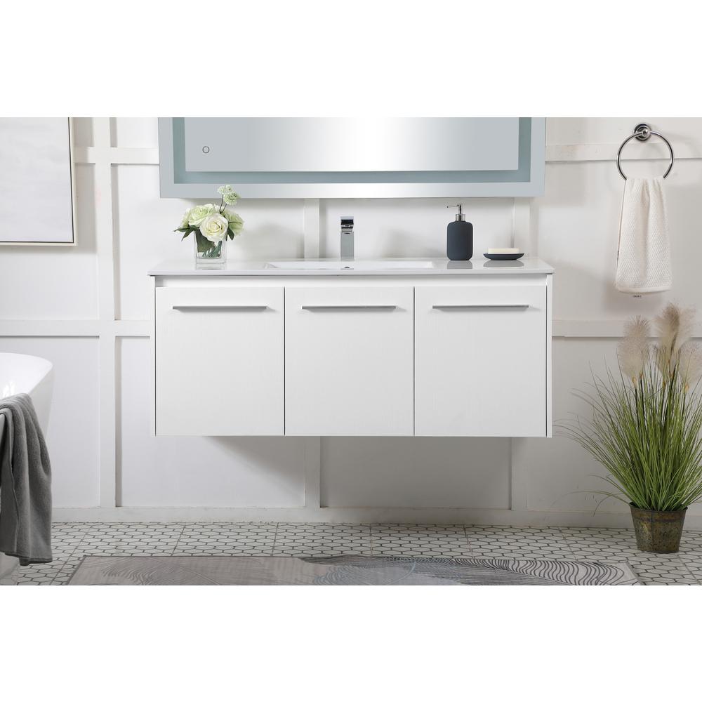 48 inch  Single Bathroom Floating Vanity in White. Picture 14