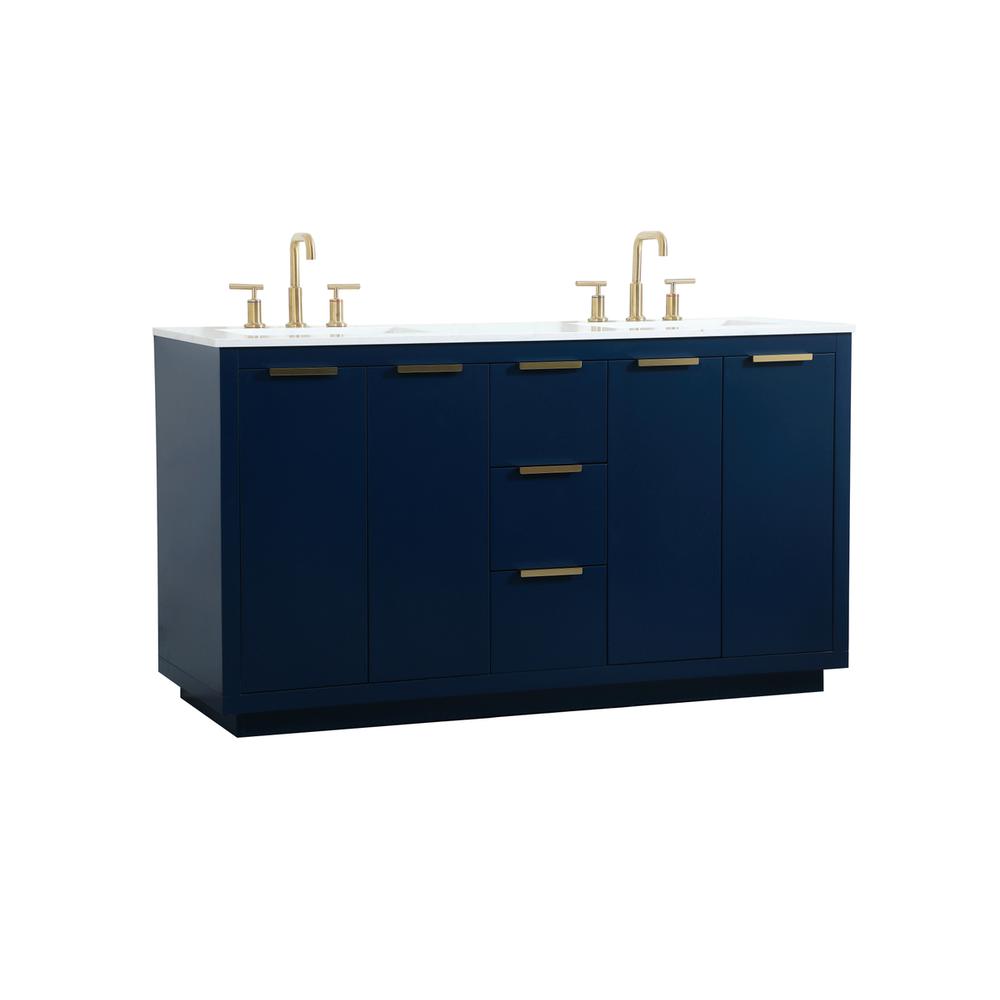 60 inch double bathroom vanity in blue. Picture 7