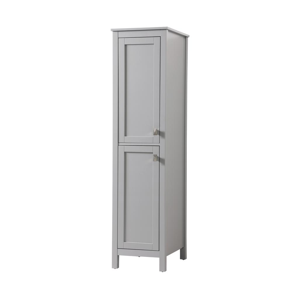 16 Inch Wide Bathroom Linen Storage Freestanding Cabinet In Grey. Picture 2