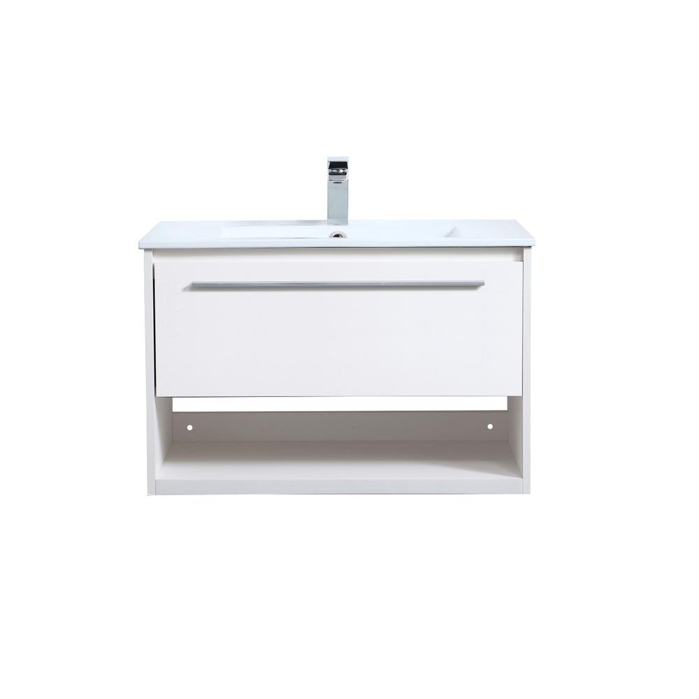 30 inch  Single Bathroom Floating Vanity in White. Picture 1