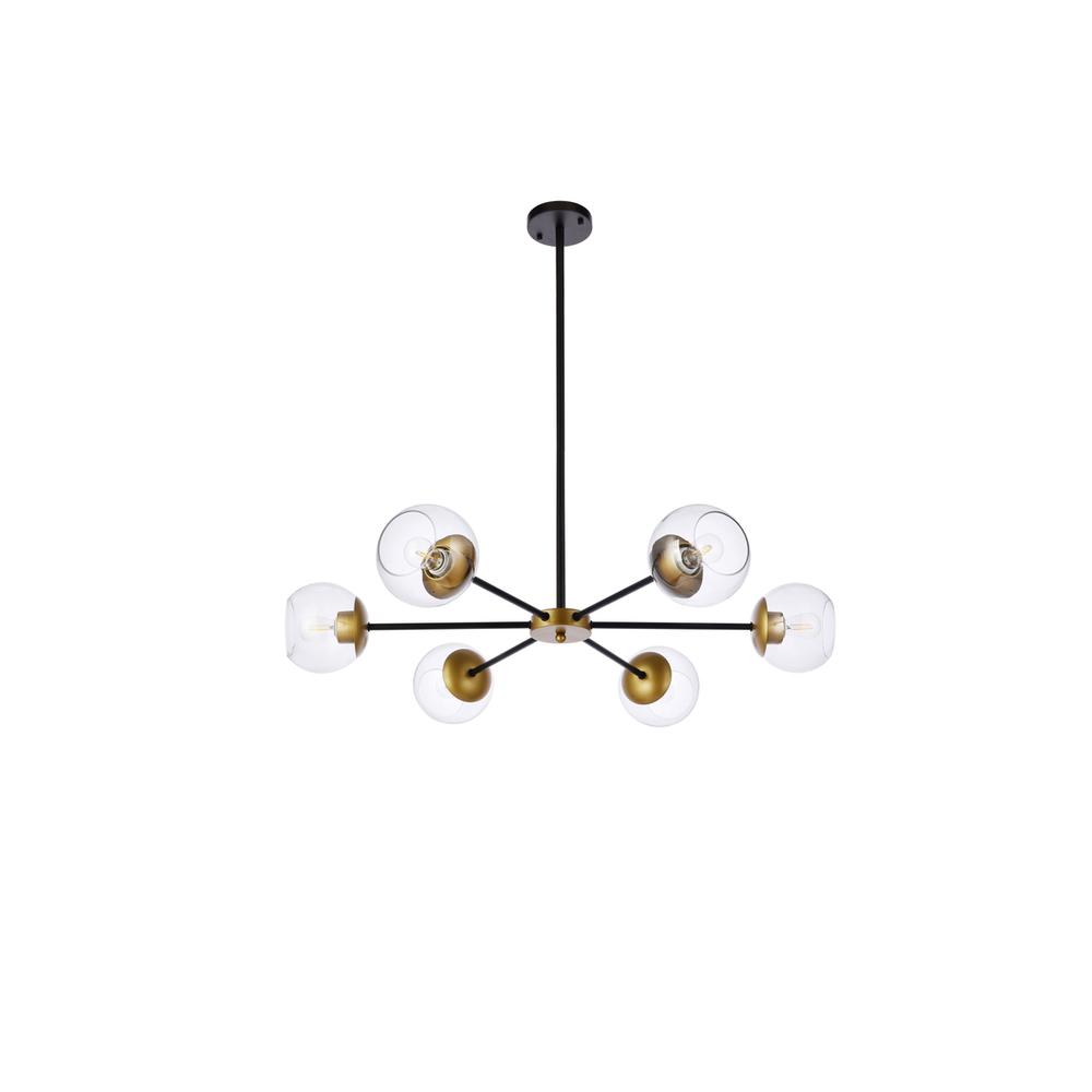 Briggs 36 inch pendant in black and brass with clear shade. Picture 6
