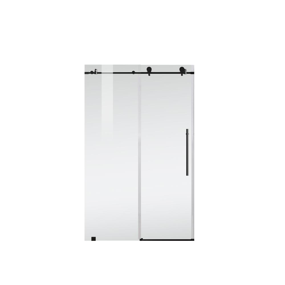 Frameless shower door 48 x 76 Matte Black. Picture 10