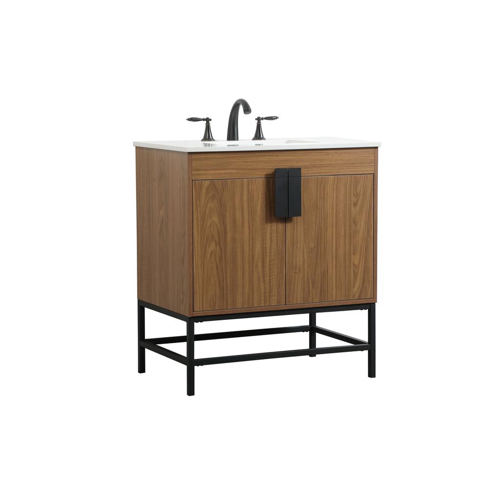 30 inch Single bathroom vanity in walnut brown. Picture 7