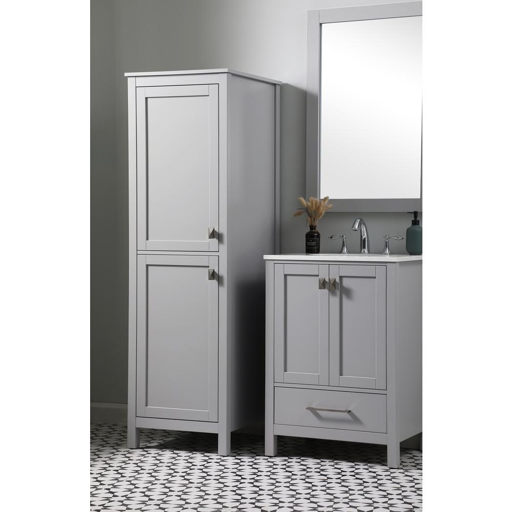 20 Inch Wide Bathroom Linen Storage Freestanding Cabinet In Grey. Picture 9