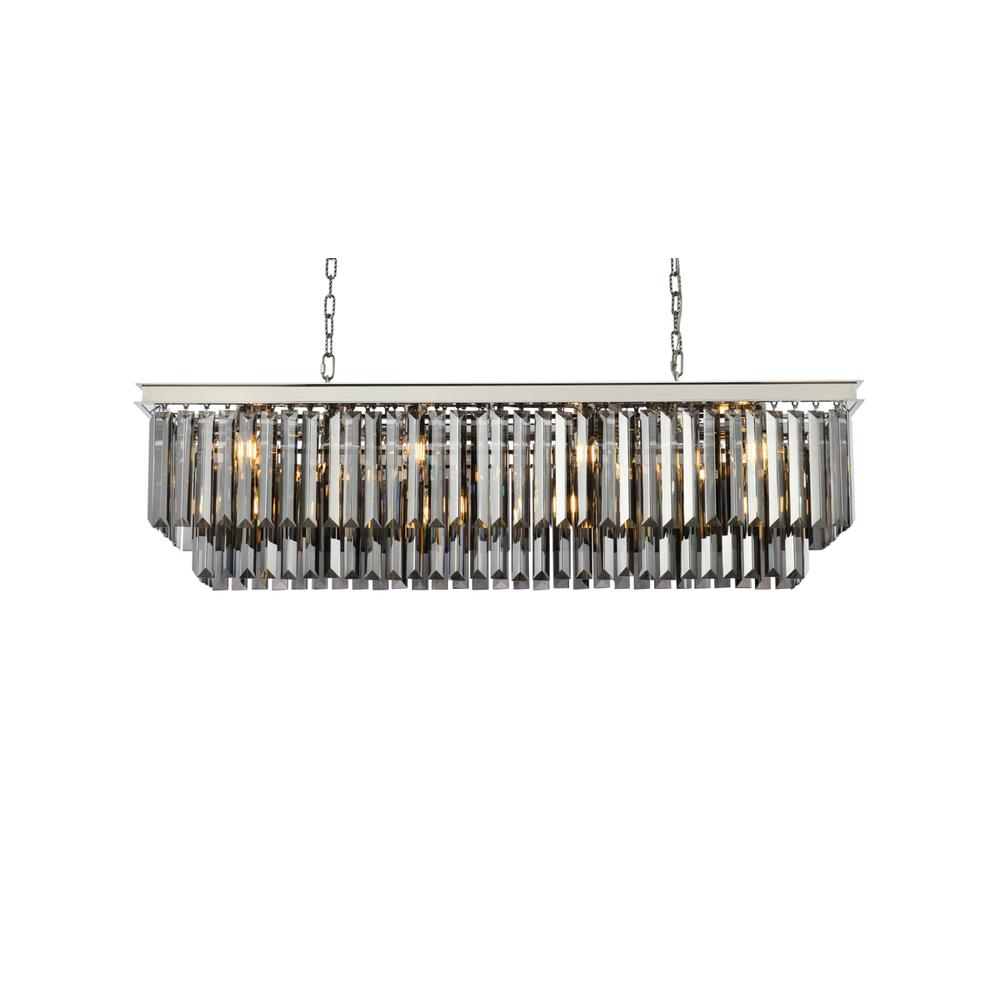 Sydney 12 light polished nickel Chandelier Silver Shade (Grey) Royal Cut Crystal. Picture 2