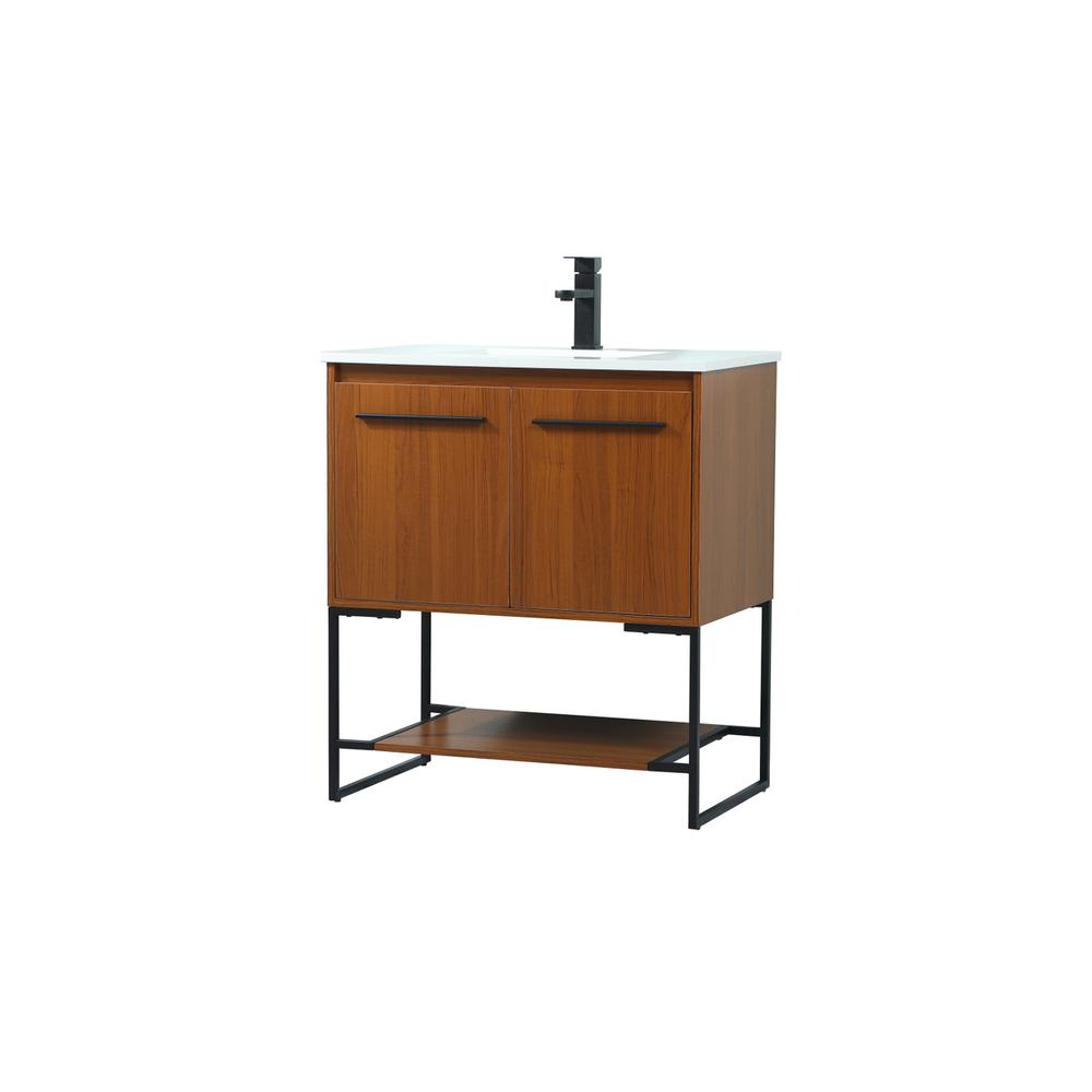 30 inch Single bathroom vanity in teak. Picture 7