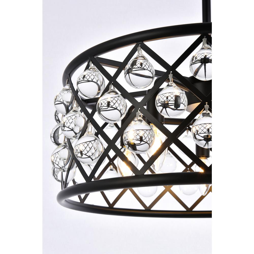 Madison 5 light Matte Black Pendant Clear Royal Cut Crystal. Picture 5