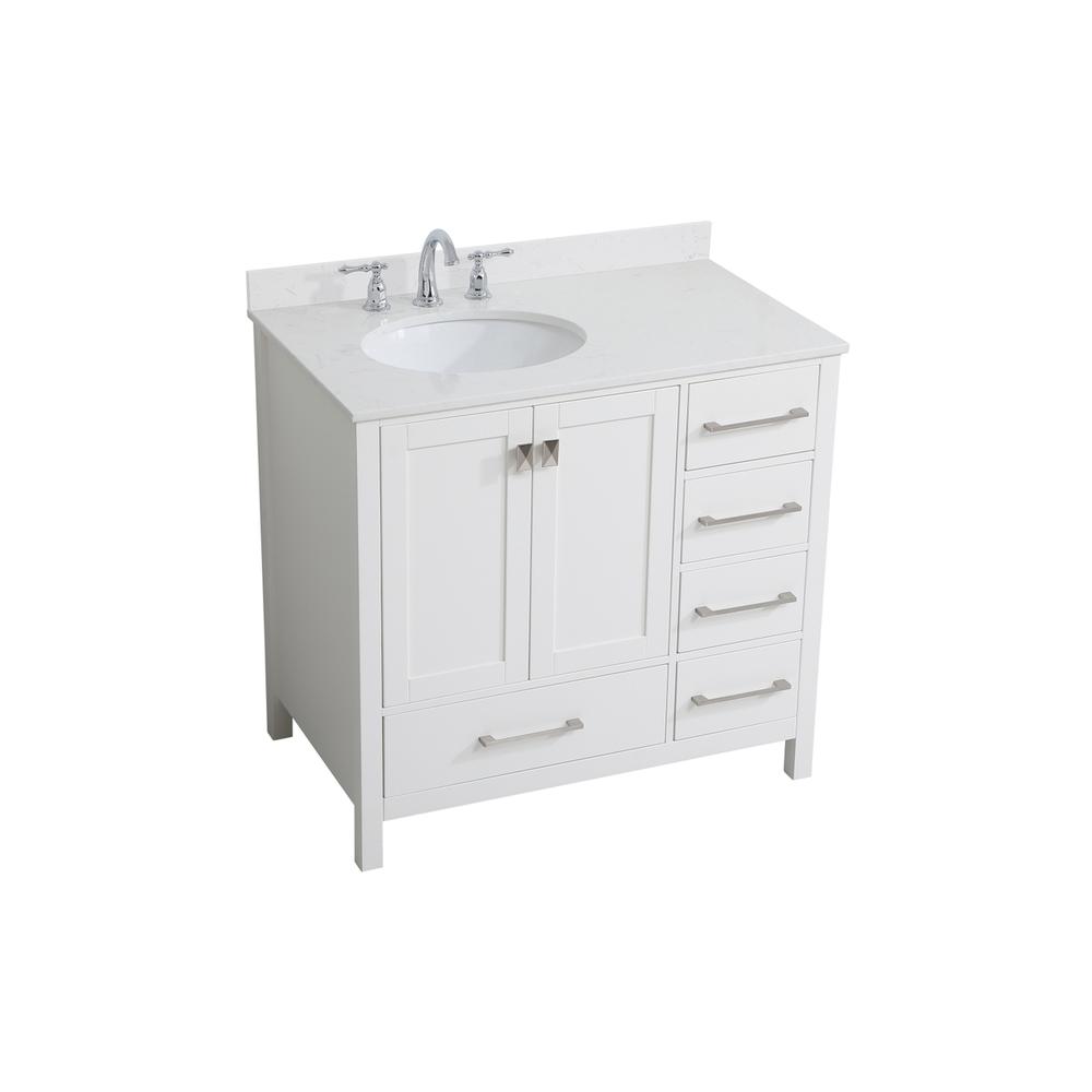 36 inch Single Bathroom Vanity in White with Backsplash. Picture 8