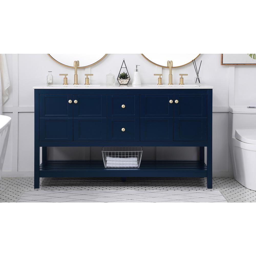 60 inch Single Bathroom Vanity in Blue. Picture 14