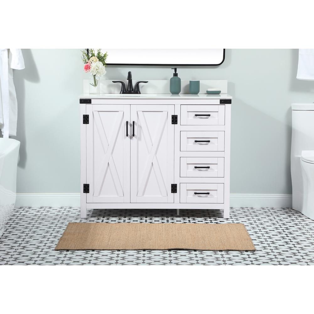 42 inch Single bathroom vanity in white with backsplash. Picture 14