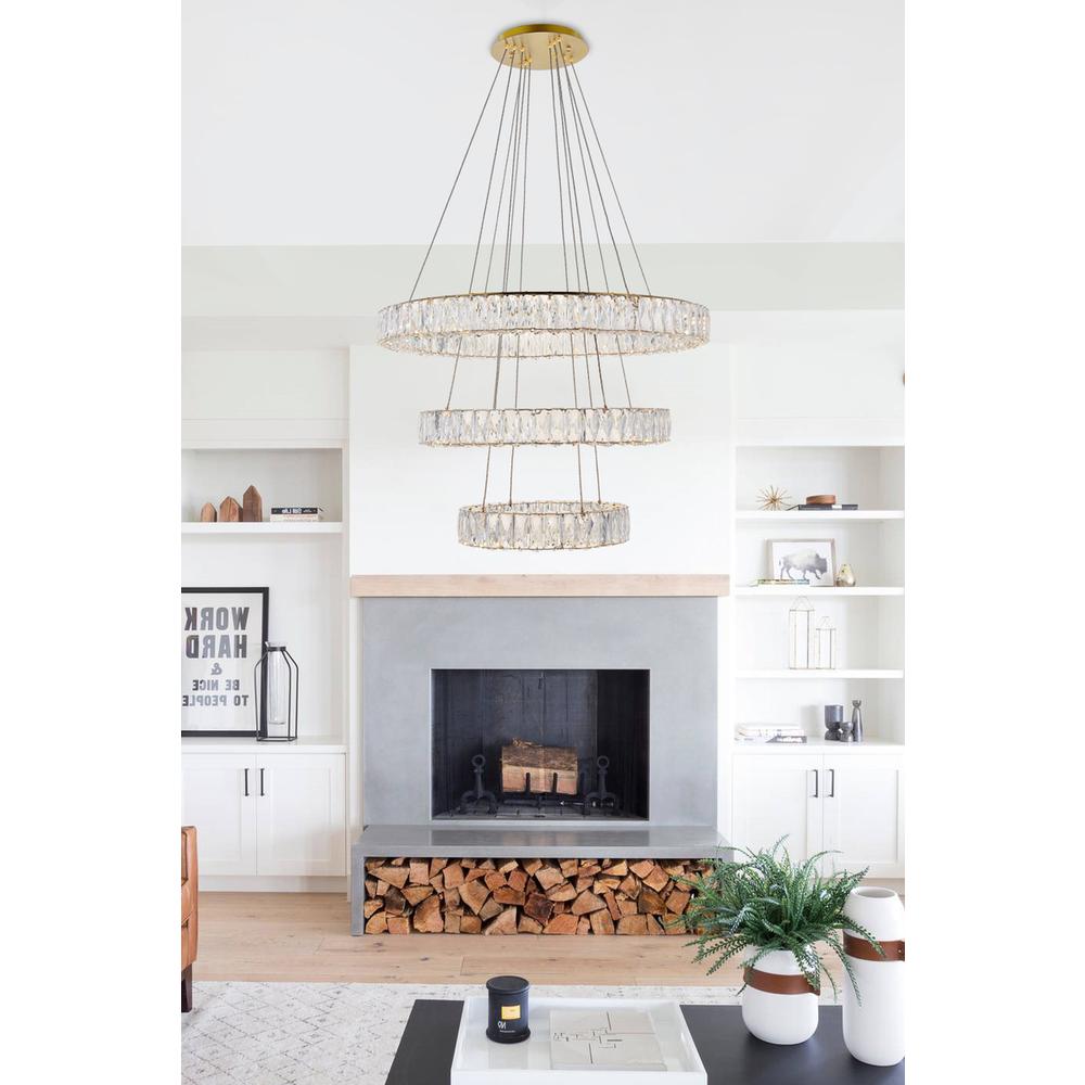 Monroe Integrated LED chip light gold Chandelier Clear Royal Cut Crystal. Picture 7