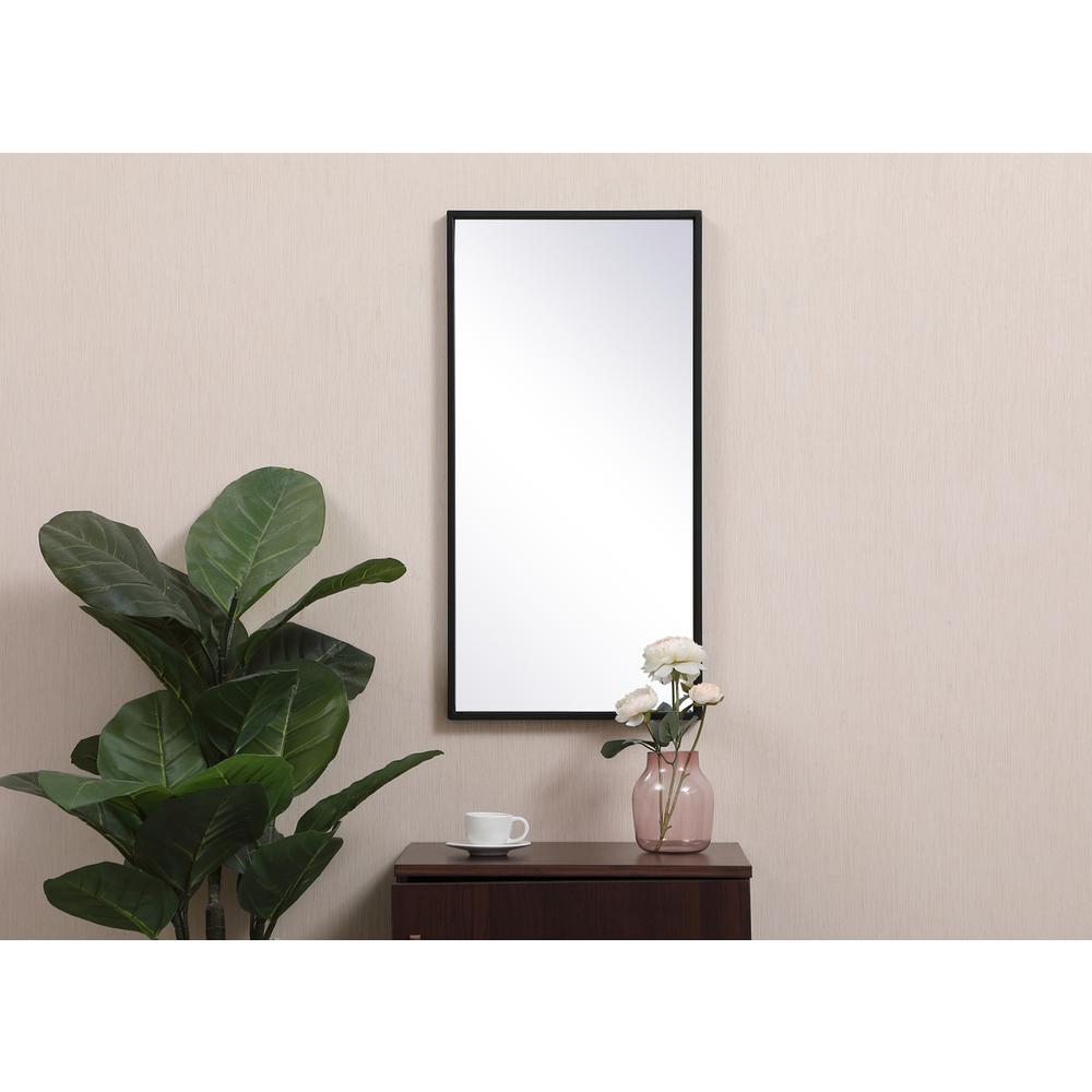 Metal frame rectangle mirror 14x28 inch in black. Picture 9