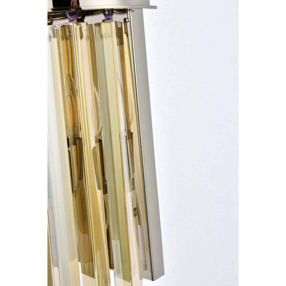 Sydney 2 light polished nickel Wall Sconce Golden Teak (Smoky) Royal Cut Crystal. Picture 5