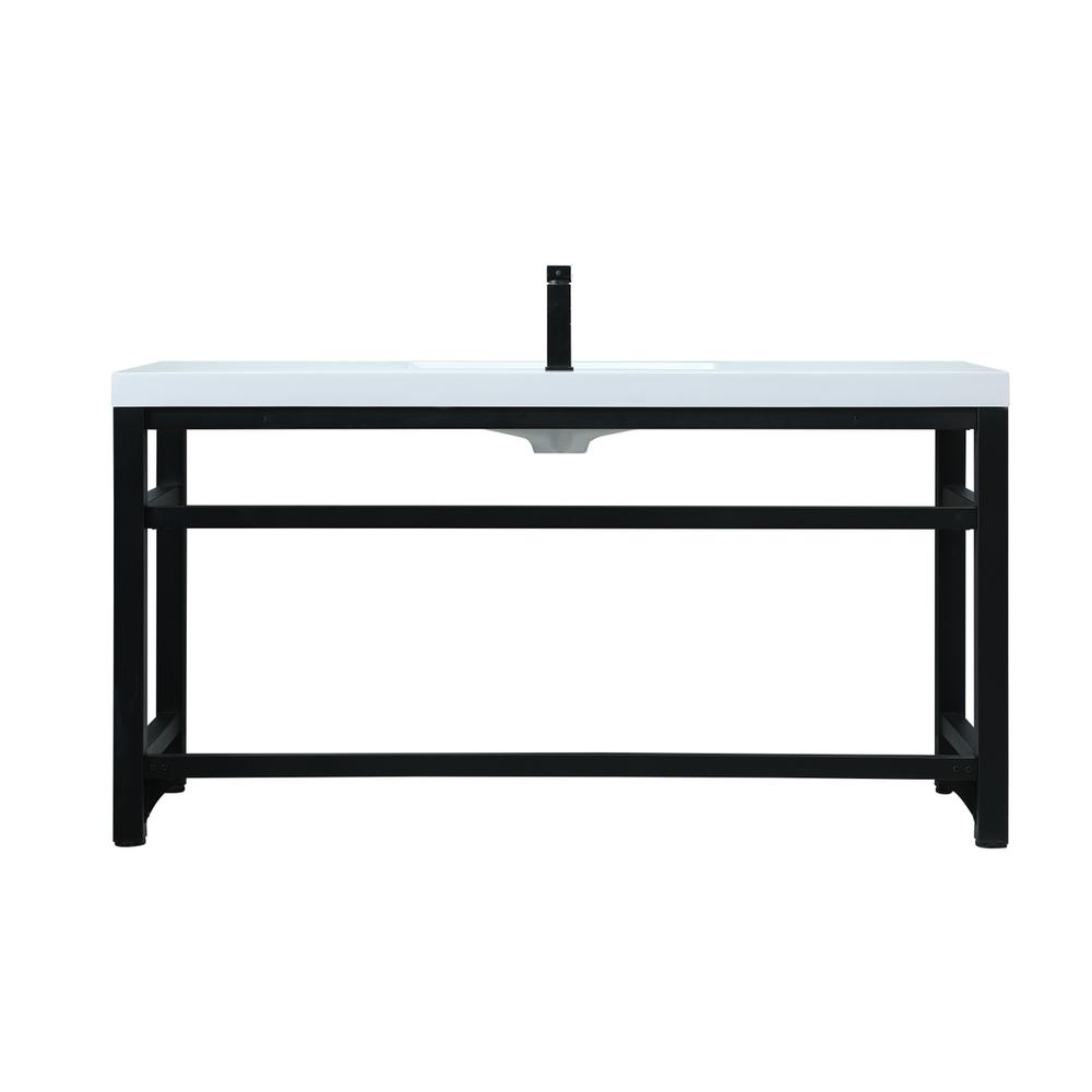 60 Inch ADA Compliant SIngle Bathroom Metal Vanity In Black. Picture 13