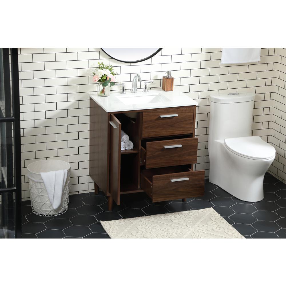 30 inch bathroom vanity in Walnut. Picture 3