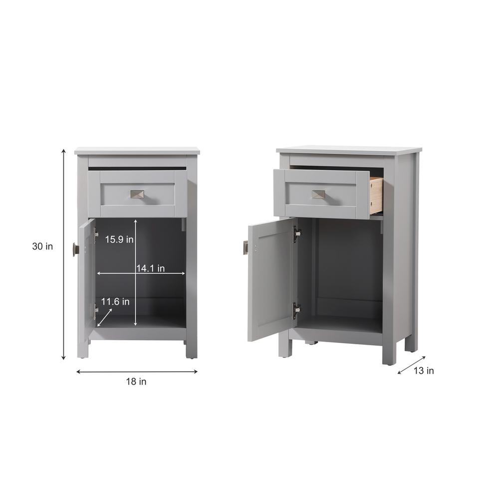 18 Inch Wide Bathroom Storage Freedstanding Cabinet In Grey. Picture 8