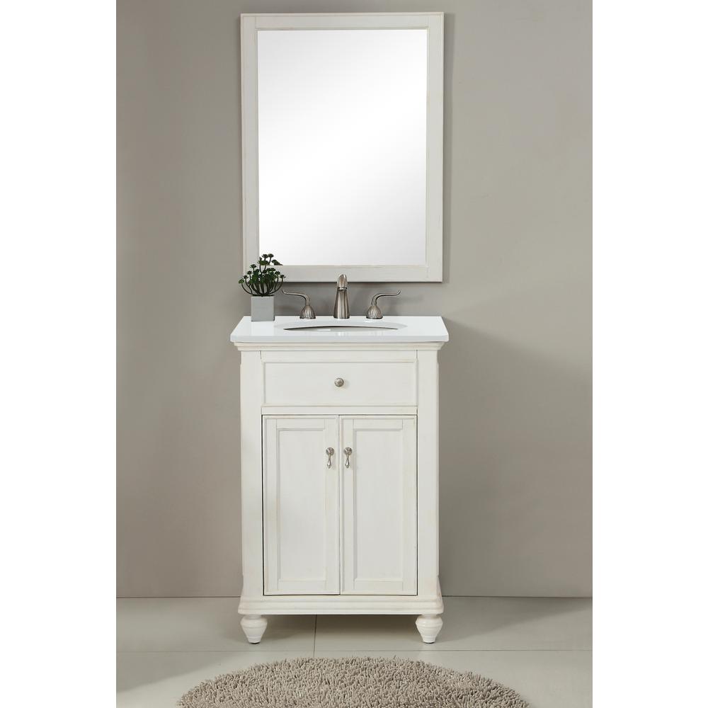 24 inch Single Bathroom vanity in Antique White. Picture 9