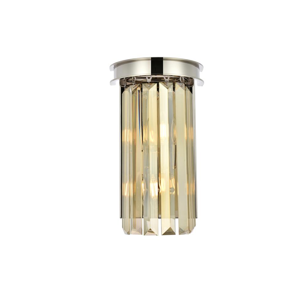 Sydney 2 light polished nickel Wall Sconce Golden Teak (Smoky) Royal Cut Crystal. Picture 1