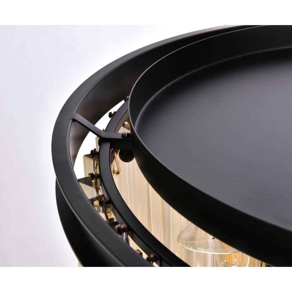 Sydney 6 light Matte Black Pendant Golden Teak (Smoky) Royal Cut Crystal. Picture 5