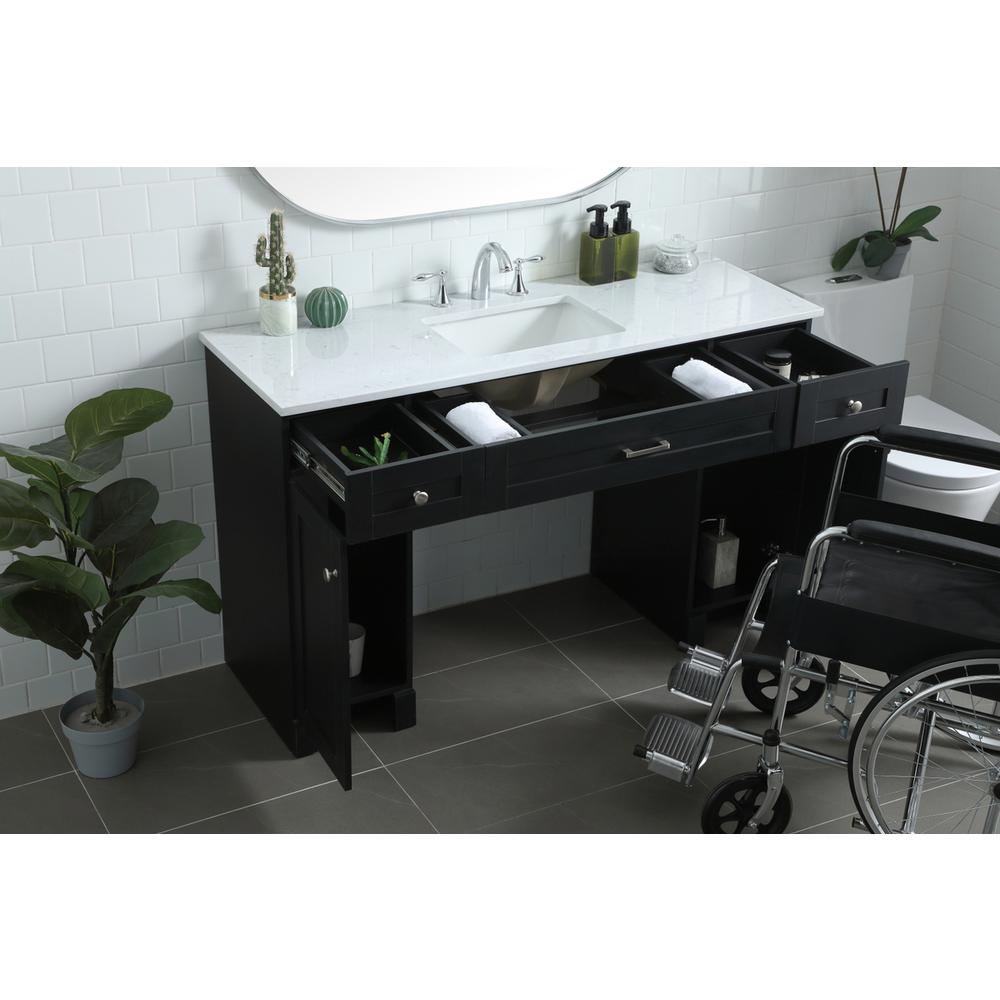 54 Inch ADA Compliant Bathroom Vanity In Black. Picture 3