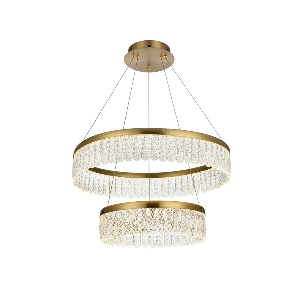 Rune 24 inch Adjustable LED chandelier in Satin Gold. Picture 2