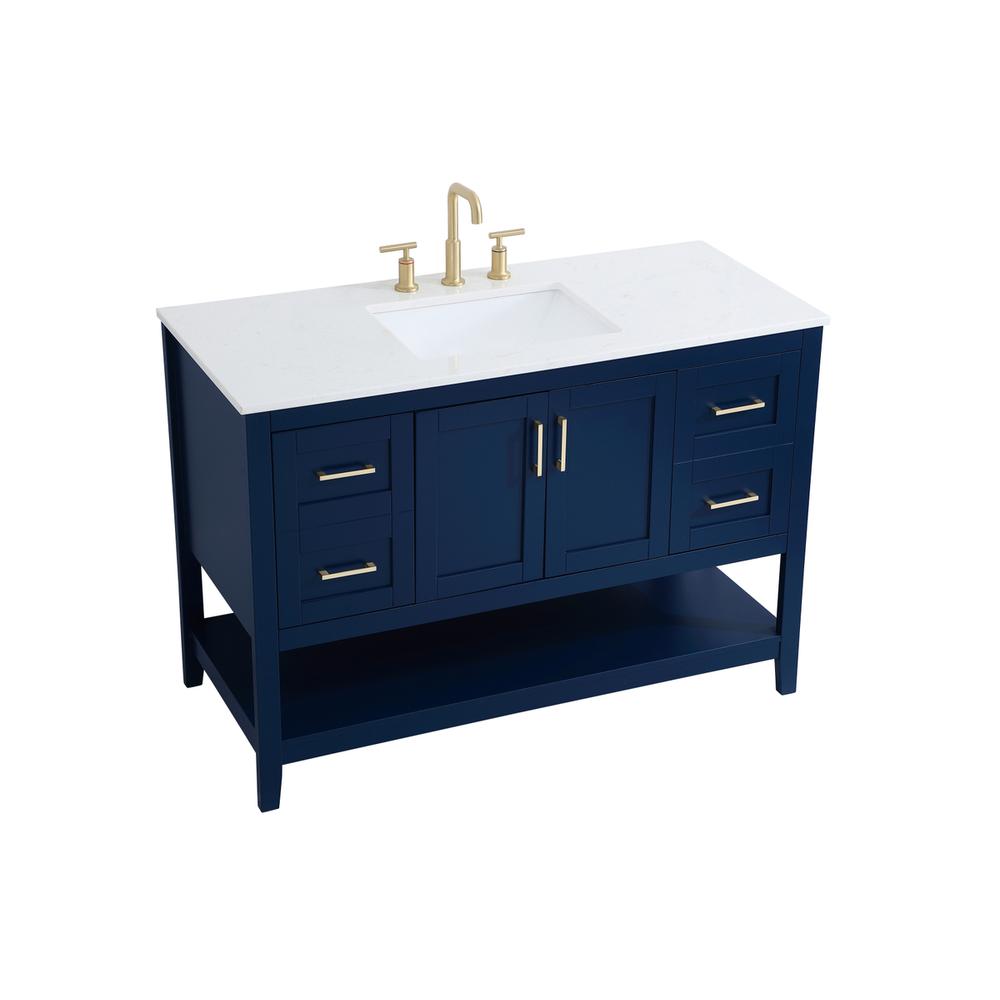 48 inch Single Bathroom Vanity in Blue. Picture 7