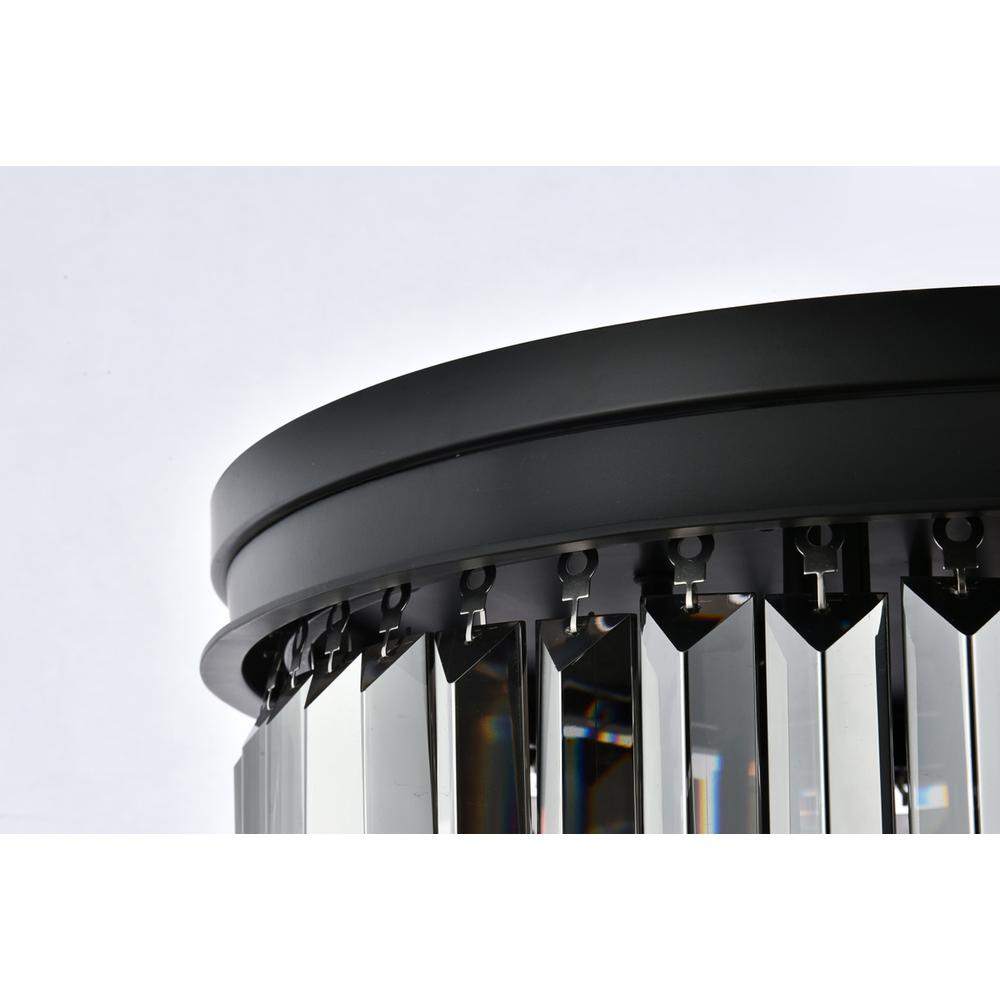 Sydney 9 light Matte Black Flush Mount Silver Shade (Grey) Royal Cut Crystal. Picture 4