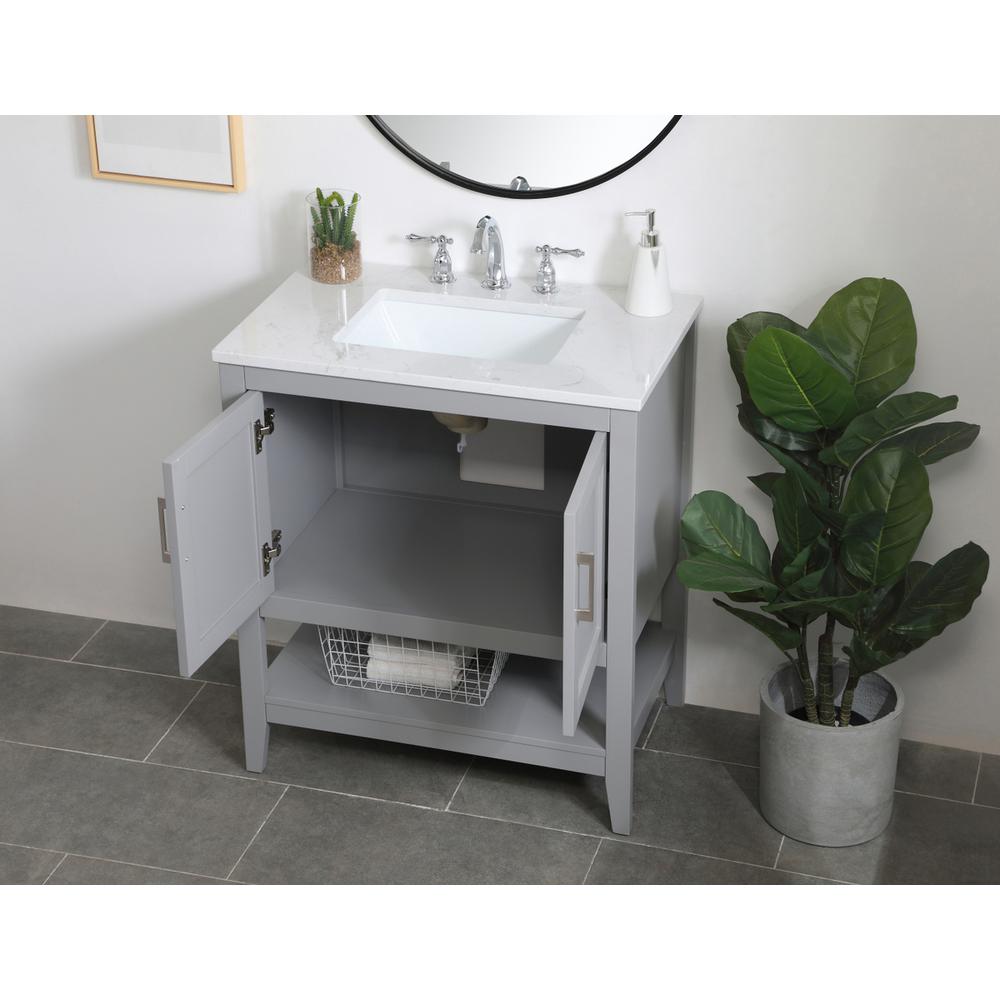 30 inch Single Bathroom Vanity in Grey. Picture 3