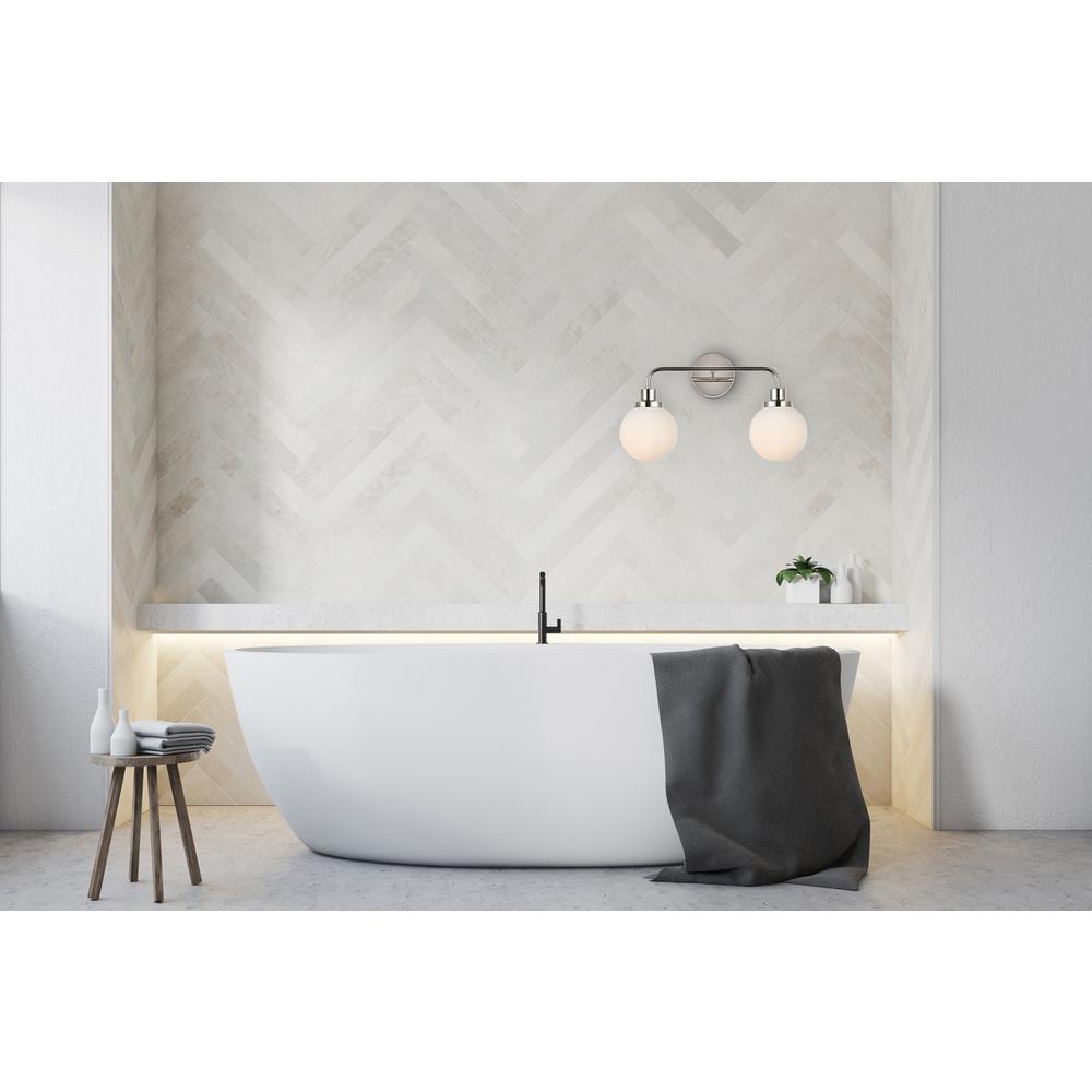 Hanson 2 lights bath sconce in polished nickel with frosted shade. Picture 7
