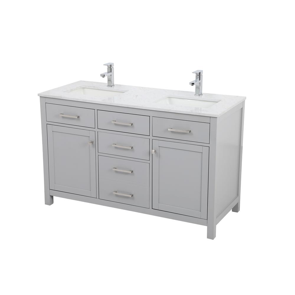 54 Inch Double Bathroom Vanity In Grey. Picture 8