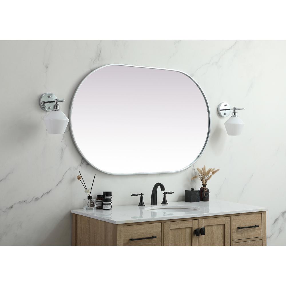 Metal Frame Oval Mirror 30x48 Inch in Silver. Picture 2