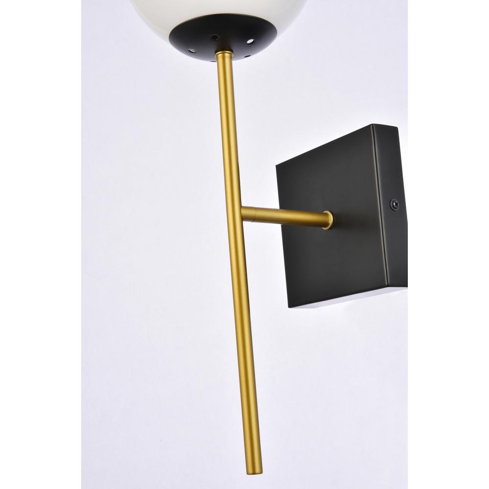 Neri 1 light black and brass and white glass wall sconce. Picture 5