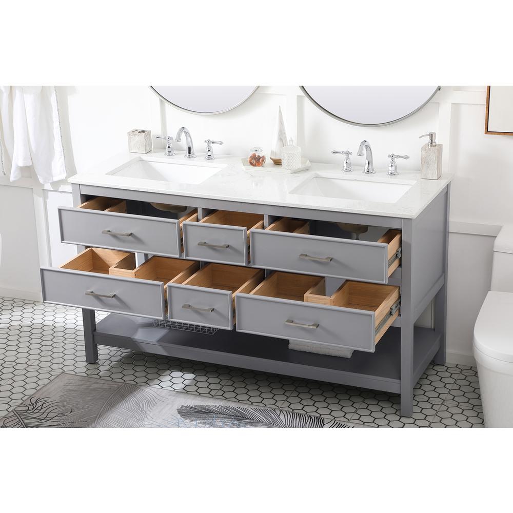 60 inch double bathroom vanity in gray. Picture 3