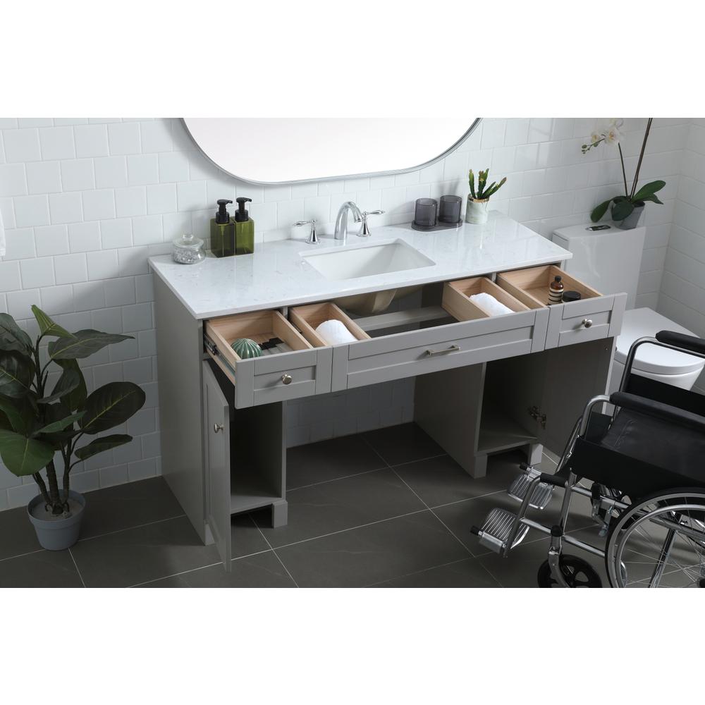 54 Inch ADA Compliant Bathroom Vanity In Grey. Picture 3