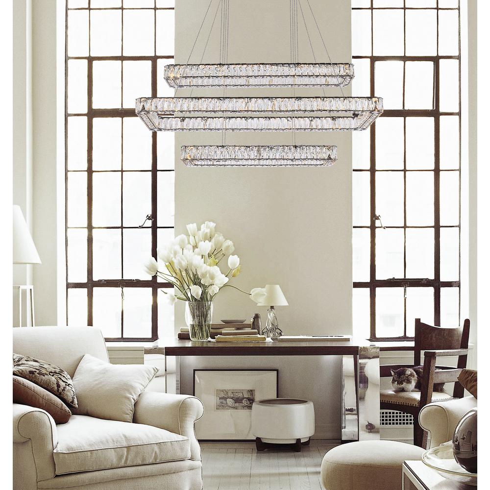 Monroe 50 inch LED triple rectangle pendant in black. Picture 7