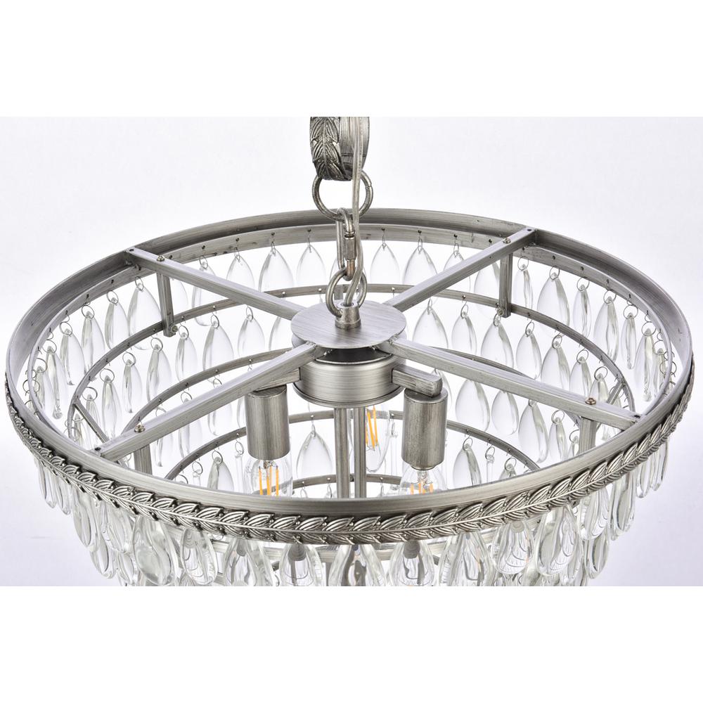 Nordic 5 light antique silver Pendant Clear Royal Cut Crystal. Picture 4