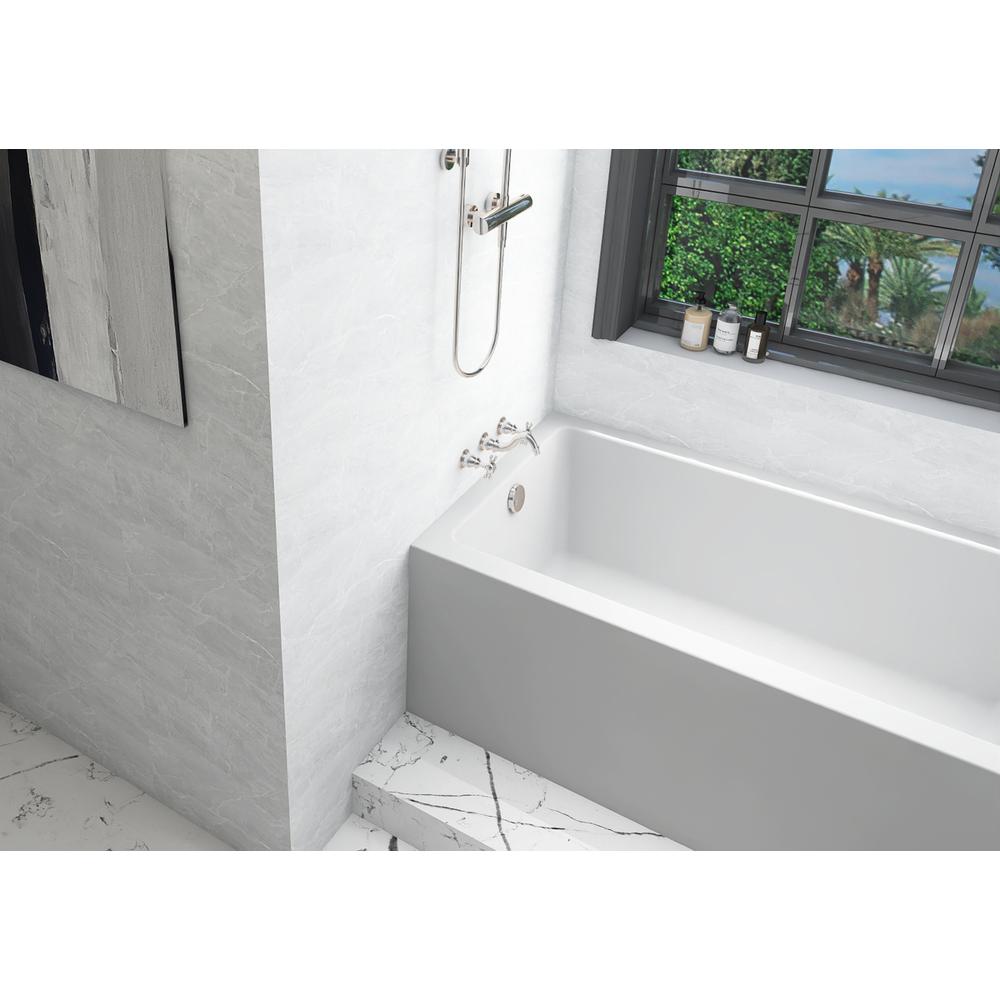 Alcove soaking bathtub 32x60 inch left drain in glossy white. Picture 6